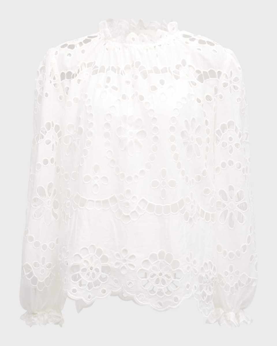 Lexi Long-Sleeve Embroidered Blouse